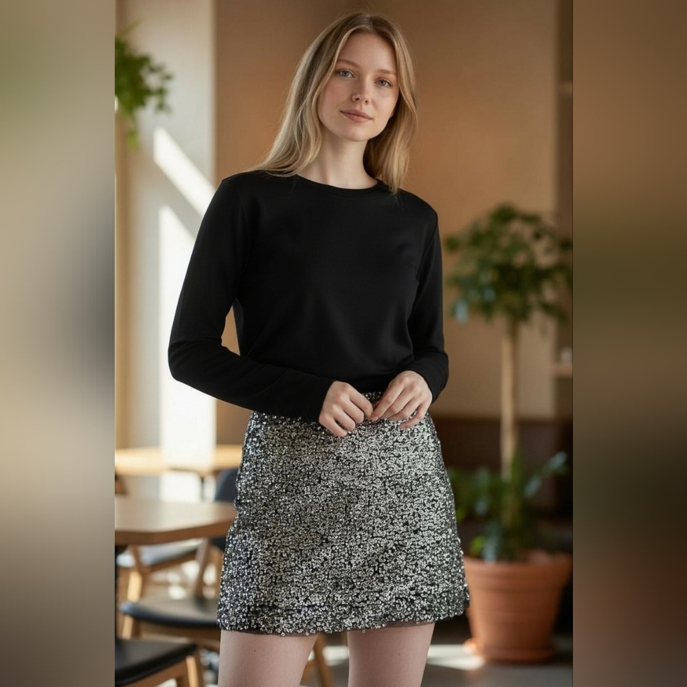 Native Rose Sequin Embellished Mini Skirt